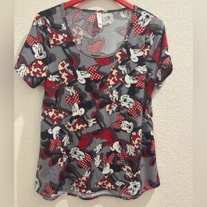 LuLaRoe Women's Minnie Mouse Graphic Top - Gray and Red